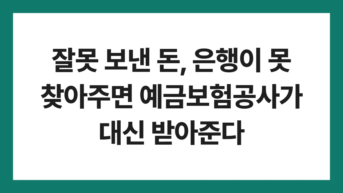 착오송금 반환지원 표지: 잘못 보낸 돈, 은행이 못 찾아주면 예금보험공사가 대신 받아준다