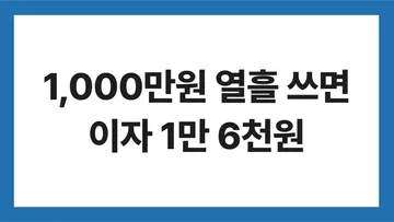 마이너스통장 이자 계산 표지: 1,000만원 열흘 쓰면 이자 1만 6천원