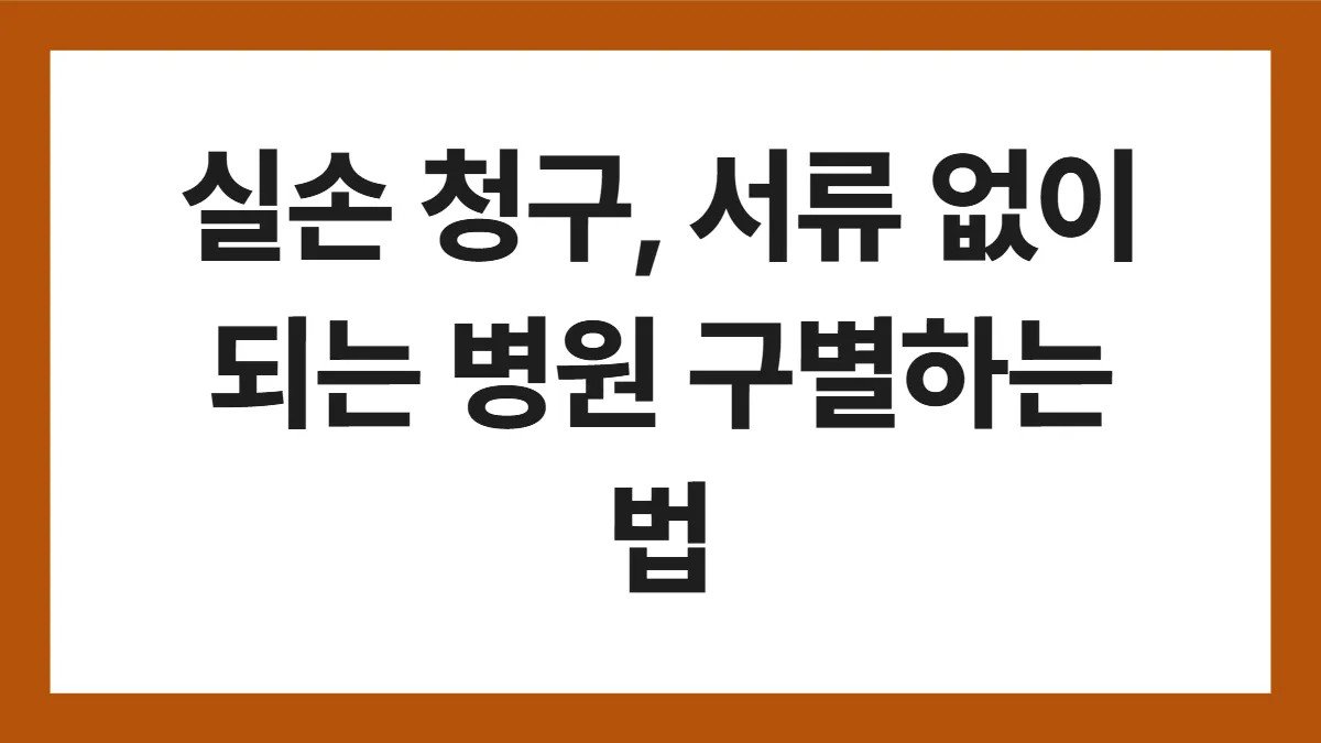 실손보험 청구 간소화 표지: 실손 청구, 서류 없이 되는 병원 구별하는 법