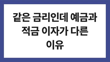 예금 적금 차이 표지: 같은 금리인데 예금과 적금 이자가 다른 이유