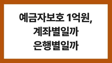 예금자보호 1억원, 계좌별일까 은행별일까